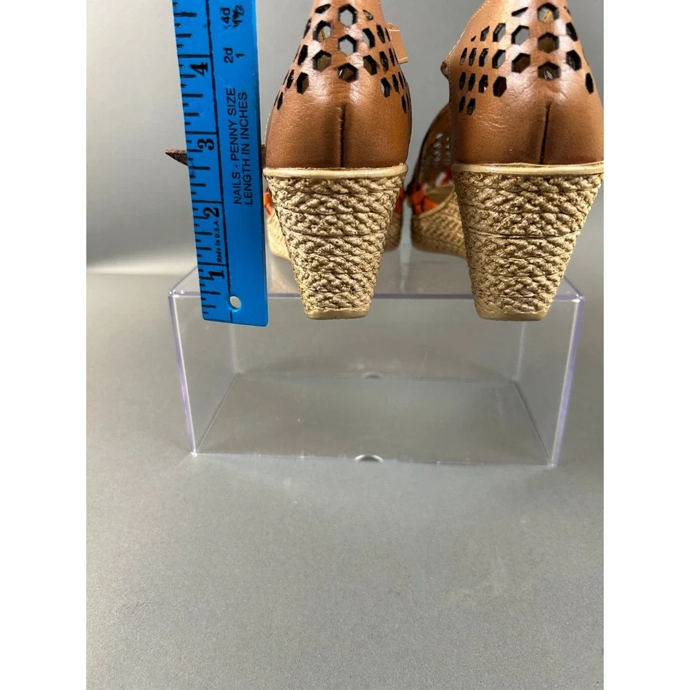 Elly Moda Casual Mexican Huarache Wedge Sandals Multi-Color Leather Womens Sz 3